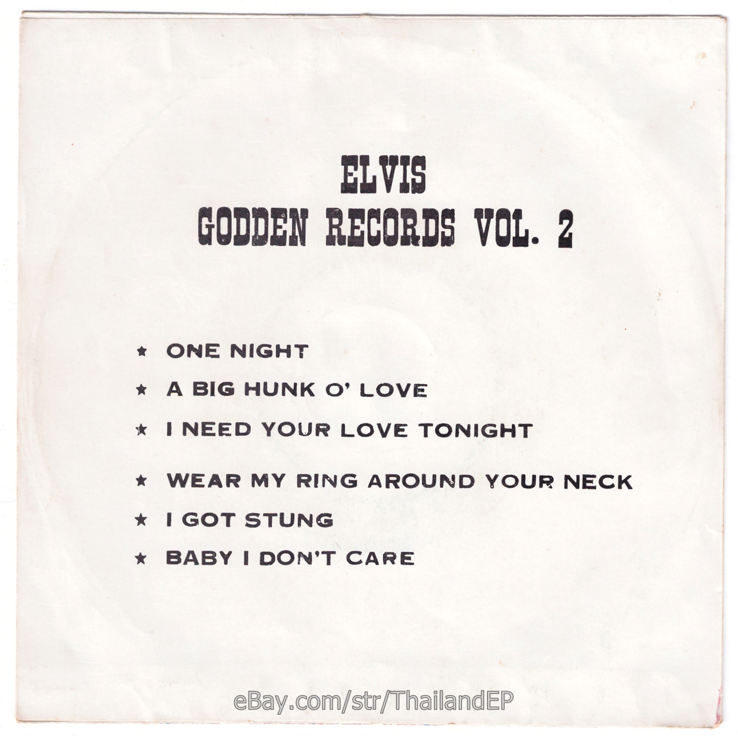 ELVIS PRESLEY - ONE NIGHT / GOLDEN RECORD VOL.2 THAI EP 7" THAILAND 45RPM Listen
