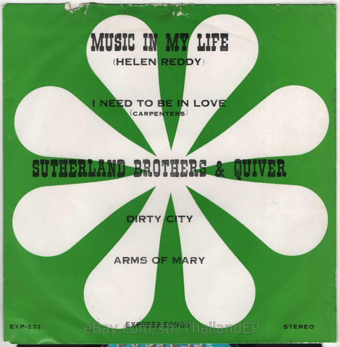 HELEN REDDY /CARPENTERS /SUTHERLAND BROTHERS & QUIVER / THAI EP 7" THAILAND