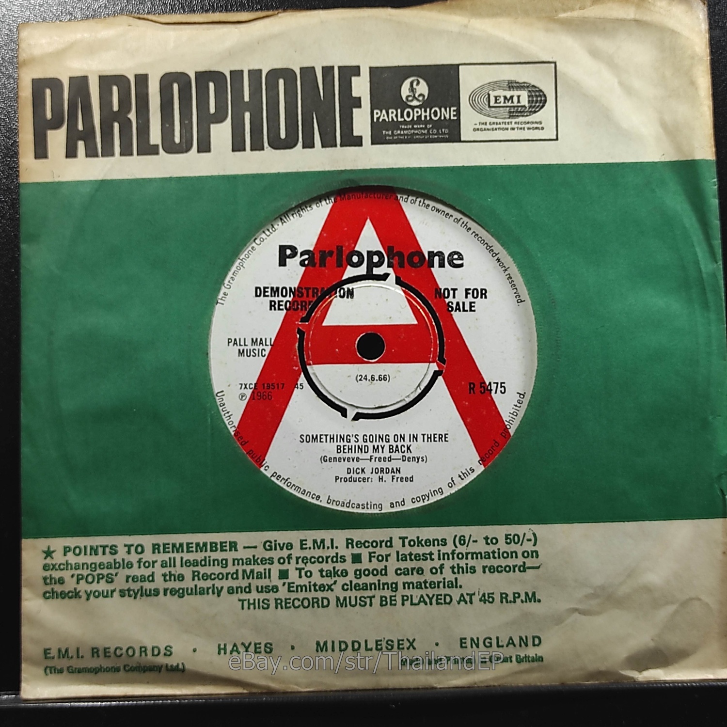 Dick Jordan - Something’s Going On In There Behind My Back (R 5475) 7" Thai EP