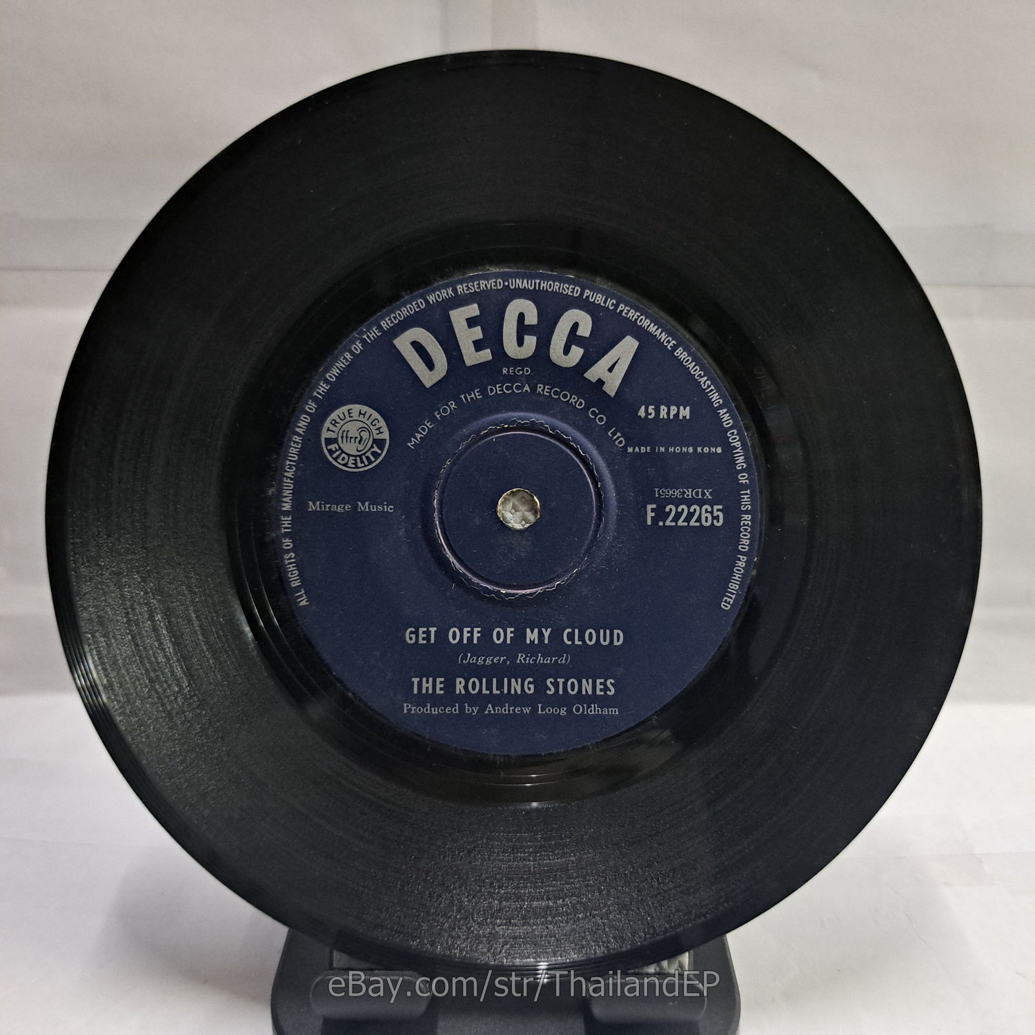The Rolling Stones - Get Off Of My Cloud (F.22265) 7" Thai EP